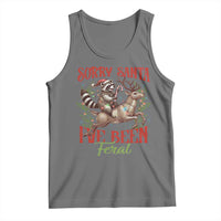 Funny Christmas Raccoon Tank Top Sorry Santa I've Been Feral Reindeer
