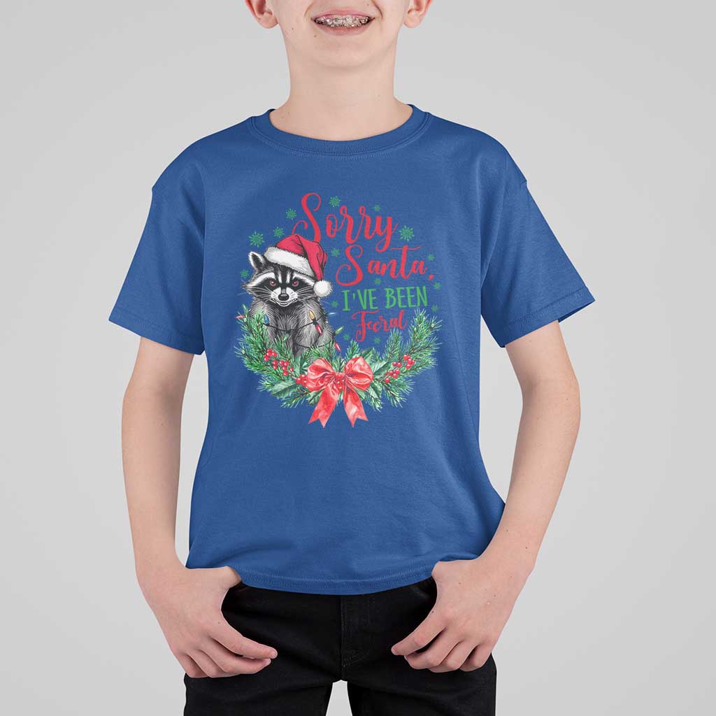 Funny Christmas T Shirt For Kid Sorry Santa I've Been Feral Raccoon - Wonder Print Shop