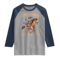 Funny Christmas Raccoon Raglan Shirt Sorry Santa I've Been Feral Cowboy