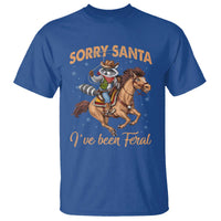 Funny Christmas Raccoon T Shirt Sorry Santa I've Been Feral Cowboy - Wonder Print Shop
