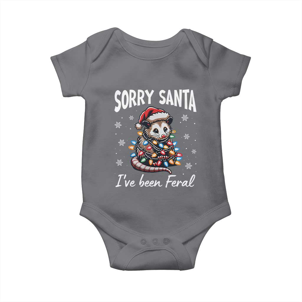 Funny Christmas Opossum Baby Onesie Sorry Santa I've Been Feral