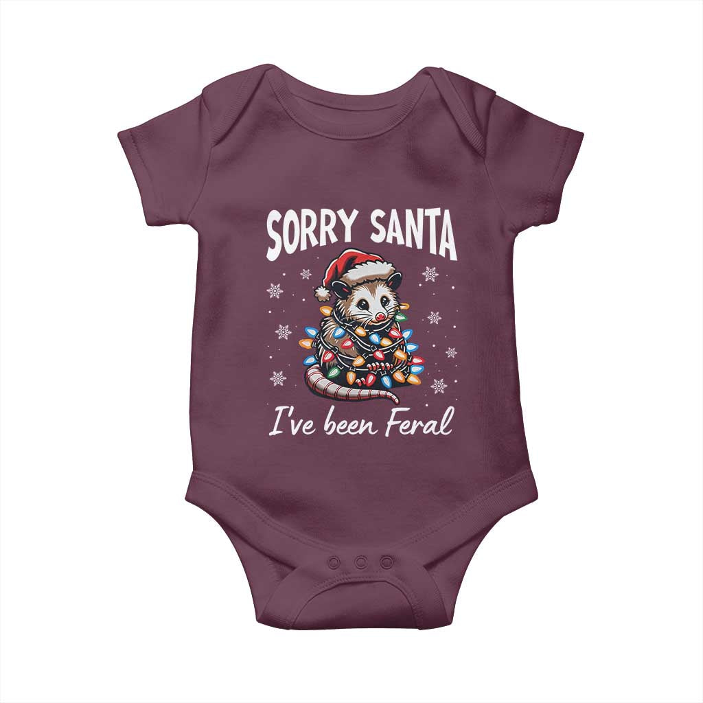 Funny Christmas Opossum Baby Onesie Sorry Santa I've Been Feral