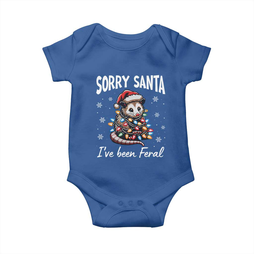 Funny Christmas Opossum Baby Onesie Sorry Santa I've Been Feral