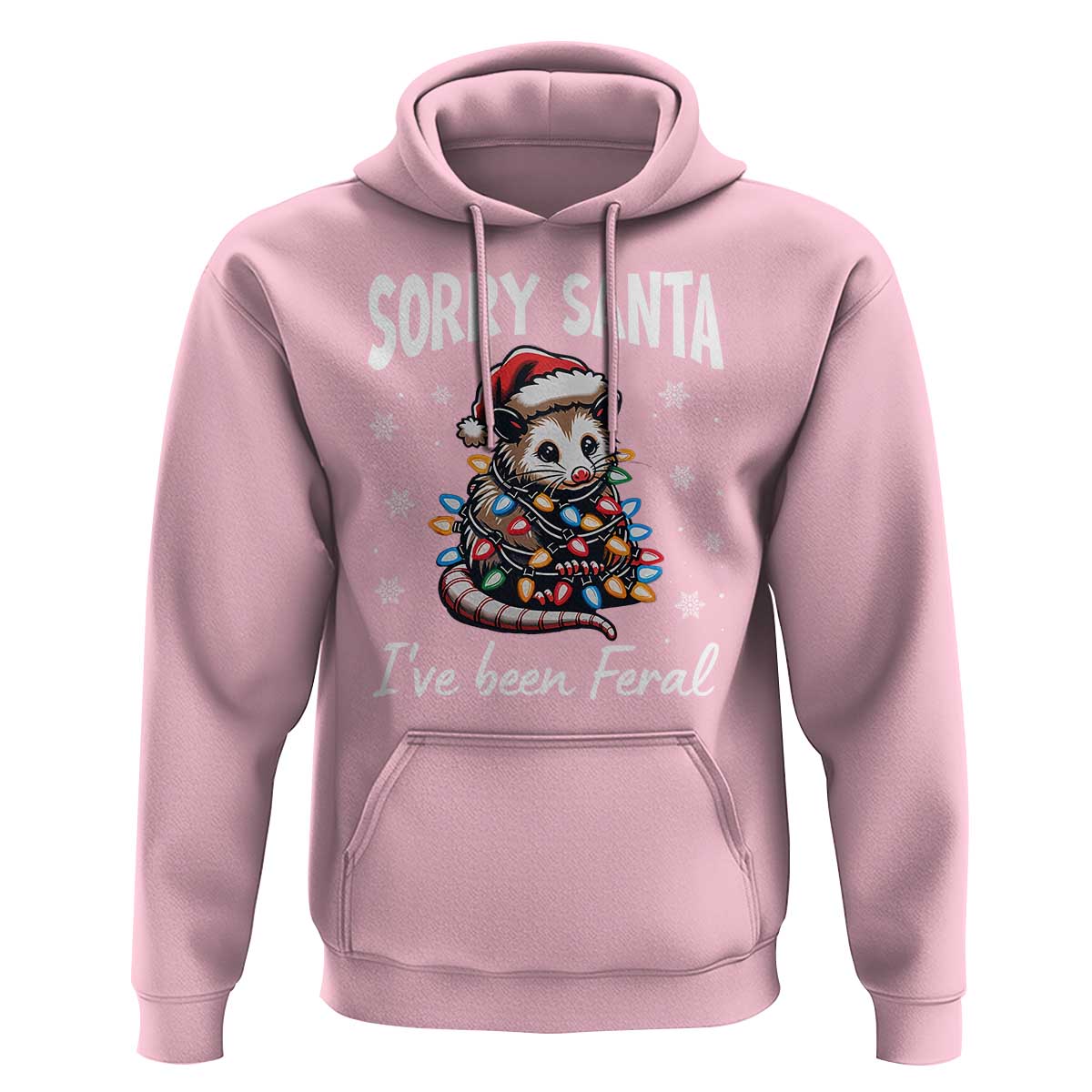 Funny Christmas Opossum Hoodie Sorry Santa I've Been Feral