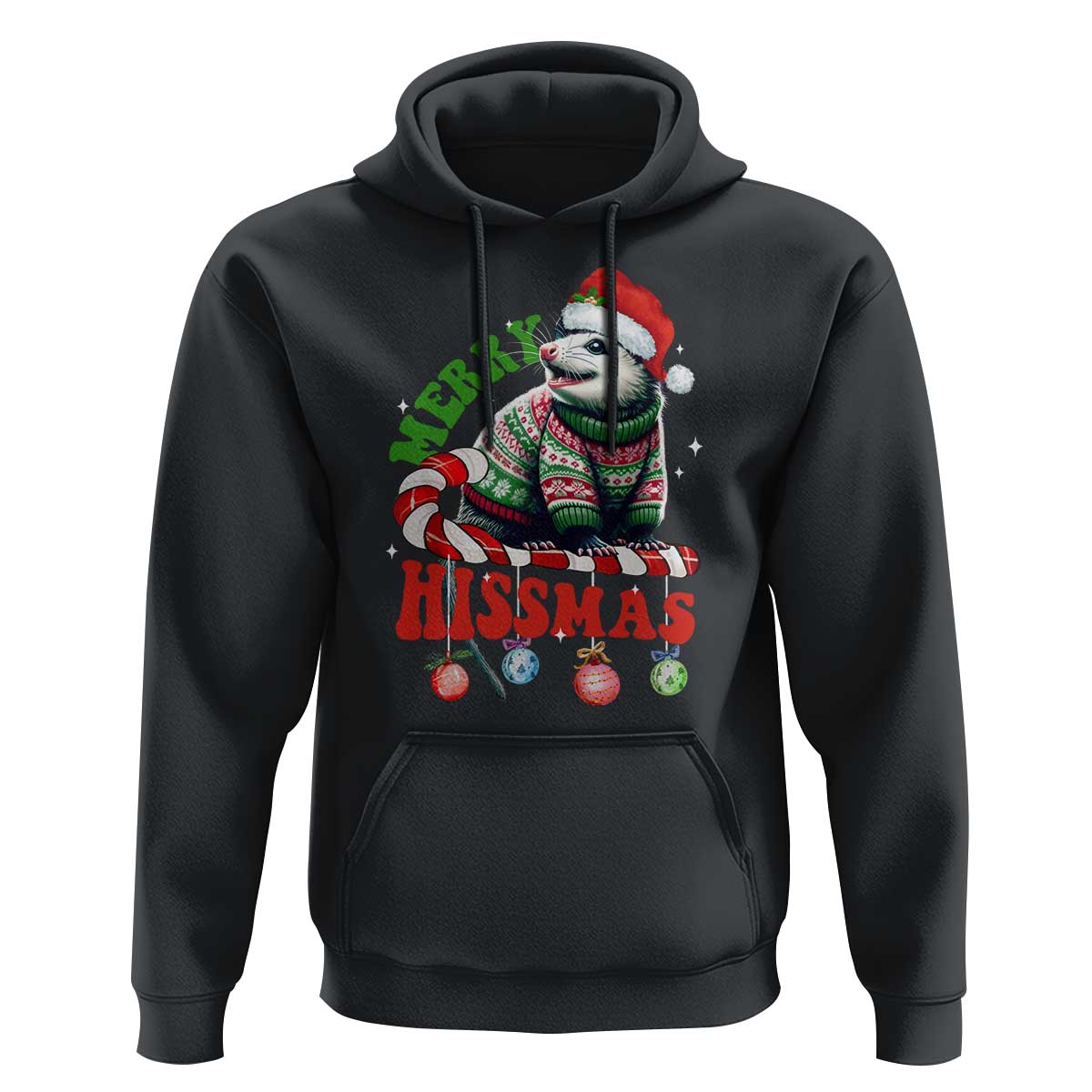 Funny Christmas Opossum Hoodie Merry Hissmass