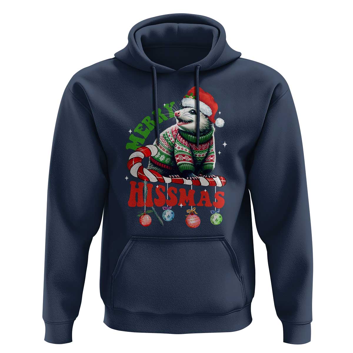 Funny Christmas Opossum Hoodie Merry Hissmass