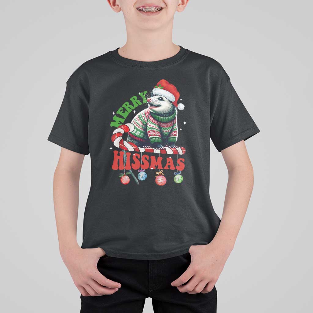 Funny Christmas Opossum T Shirt For Kid Merry Hissmass - Wonder Print Shop