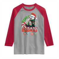 Funny Christmas Opossum Raglan Shirt Merry Hissmass