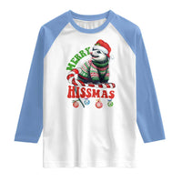 Funny Christmas Opossum Raglan Shirt Merry Hissmass