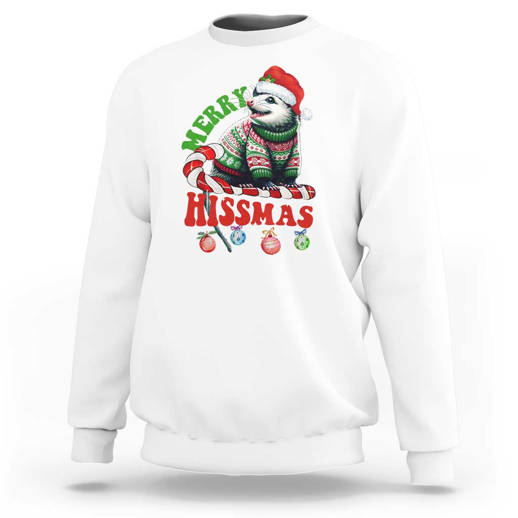 Funny Christmas Opossum Sweatshirt Merry Hissmass - Wonder Print Shop