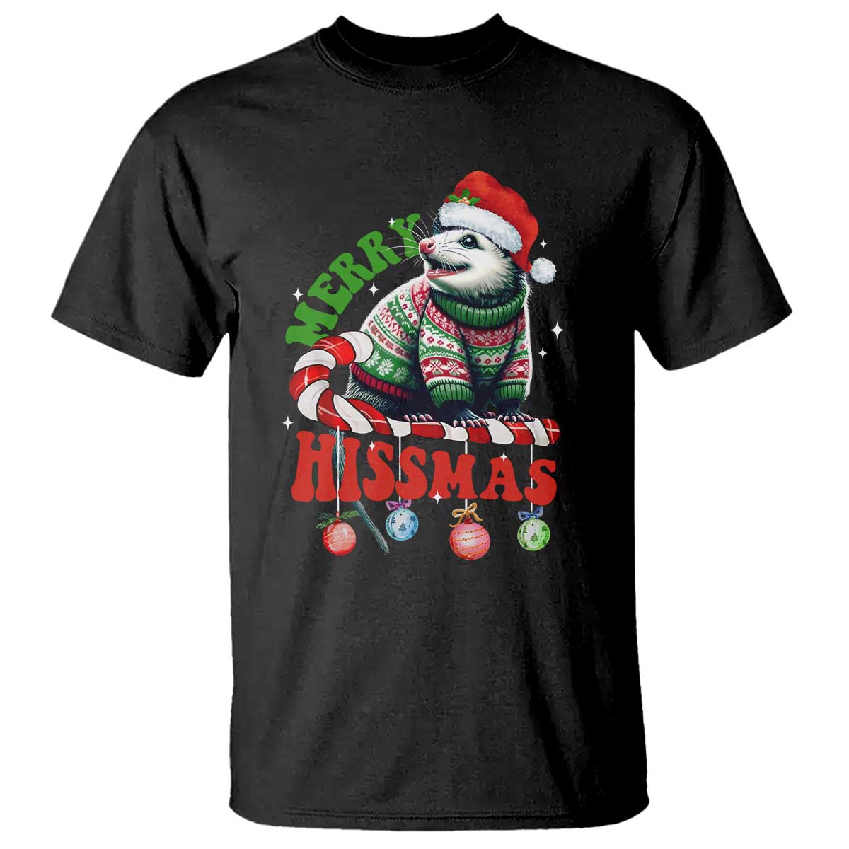 Funny Christmas Opossum T Shirt Merry Hissmass - Wonder Print Shop