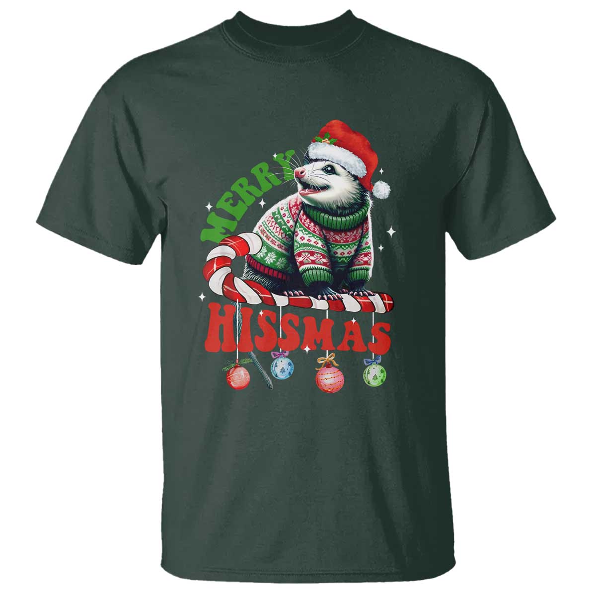 Funny Christmas Opossum T Shirt Merry Hissmass - Wonder Print Shop