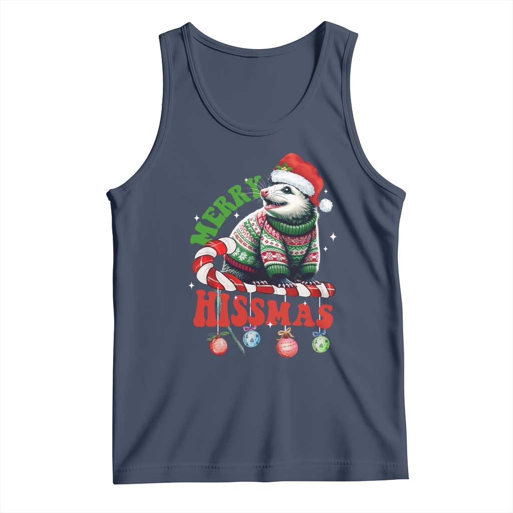 Funny Christmas Opossum Tank Top Merry Hissmass