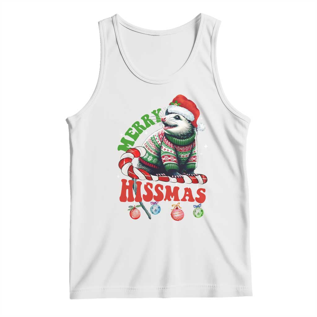 Funny Christmas Opossum Tank Top Merry Hissmass