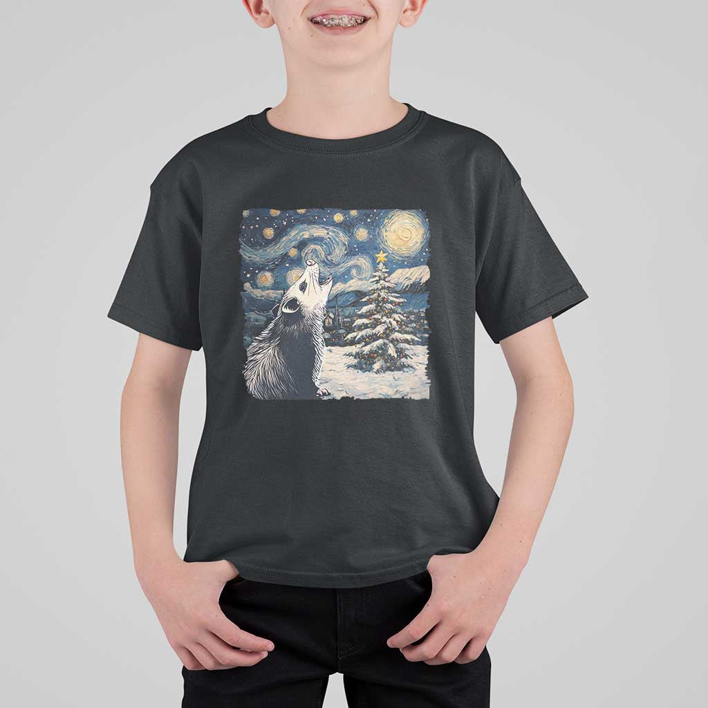 Christmas Starry Night Opossum T Shirt For Kid - Wonder Print Shop
