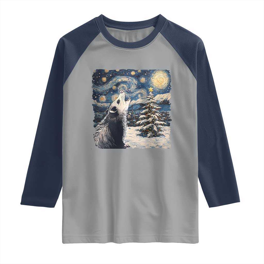 Christmas Starry Night Opossum Raglan Shirt