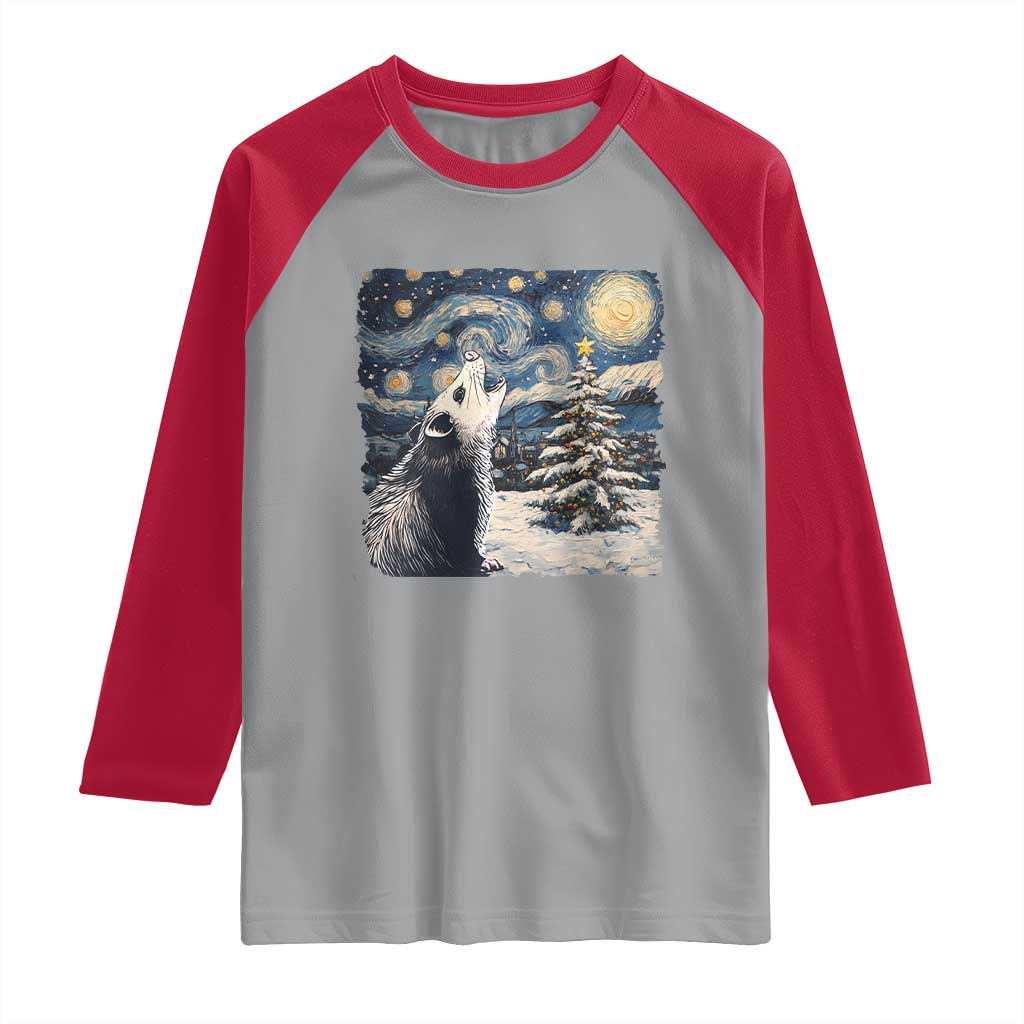 Christmas Starry Night Opossum Raglan Shirt