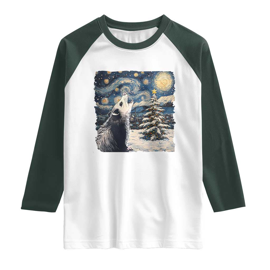 Christmas Starry Night Opossum Raglan Shirt