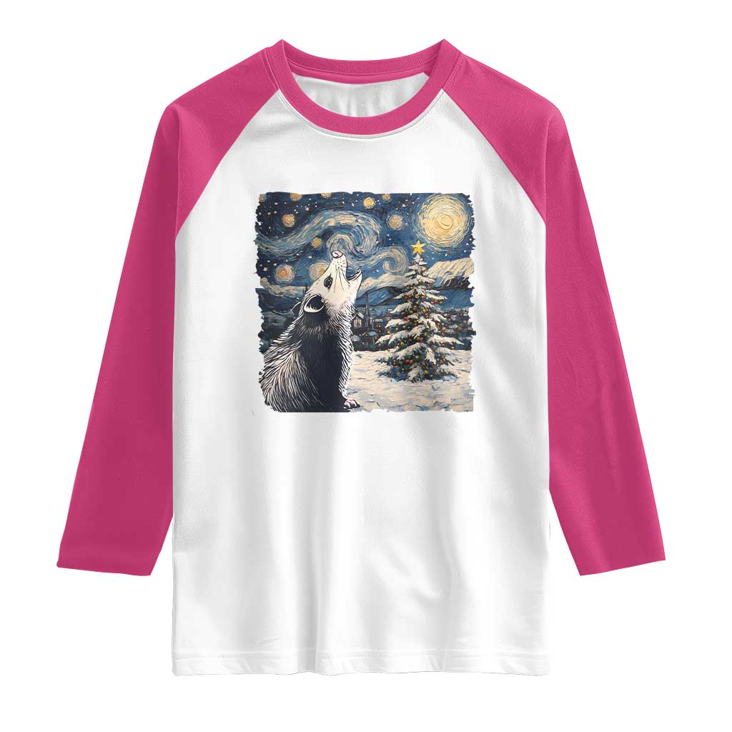 Christmas Starry Night Opossum Raglan Shirt