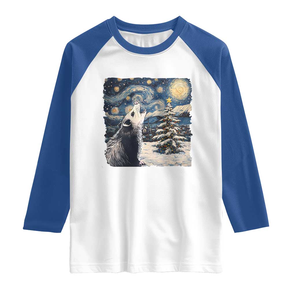 Christmas Starry Night Opossum Raglan Shirt