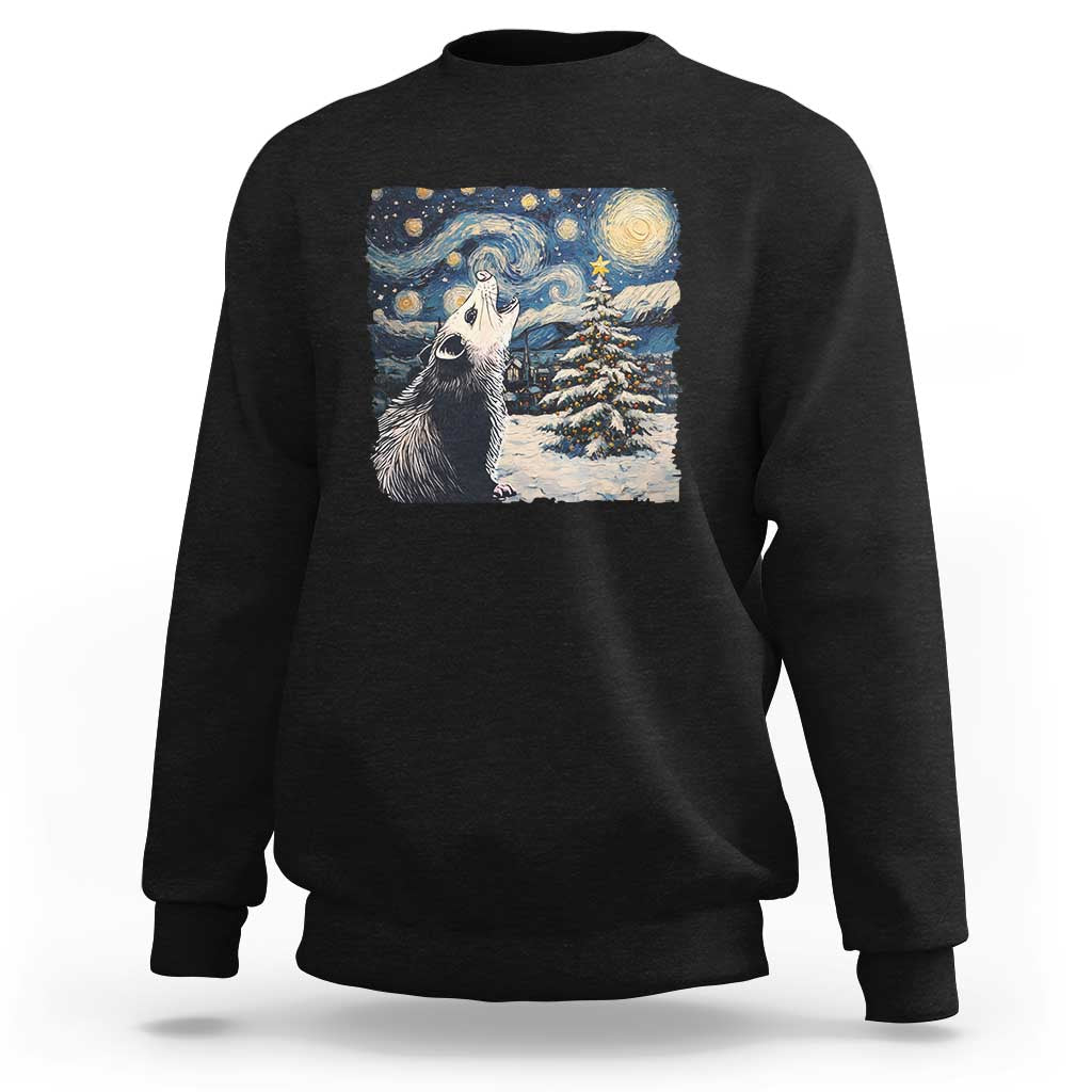 Christmas Starry Night Opossum Sweatshirt - Wonder Print Shop