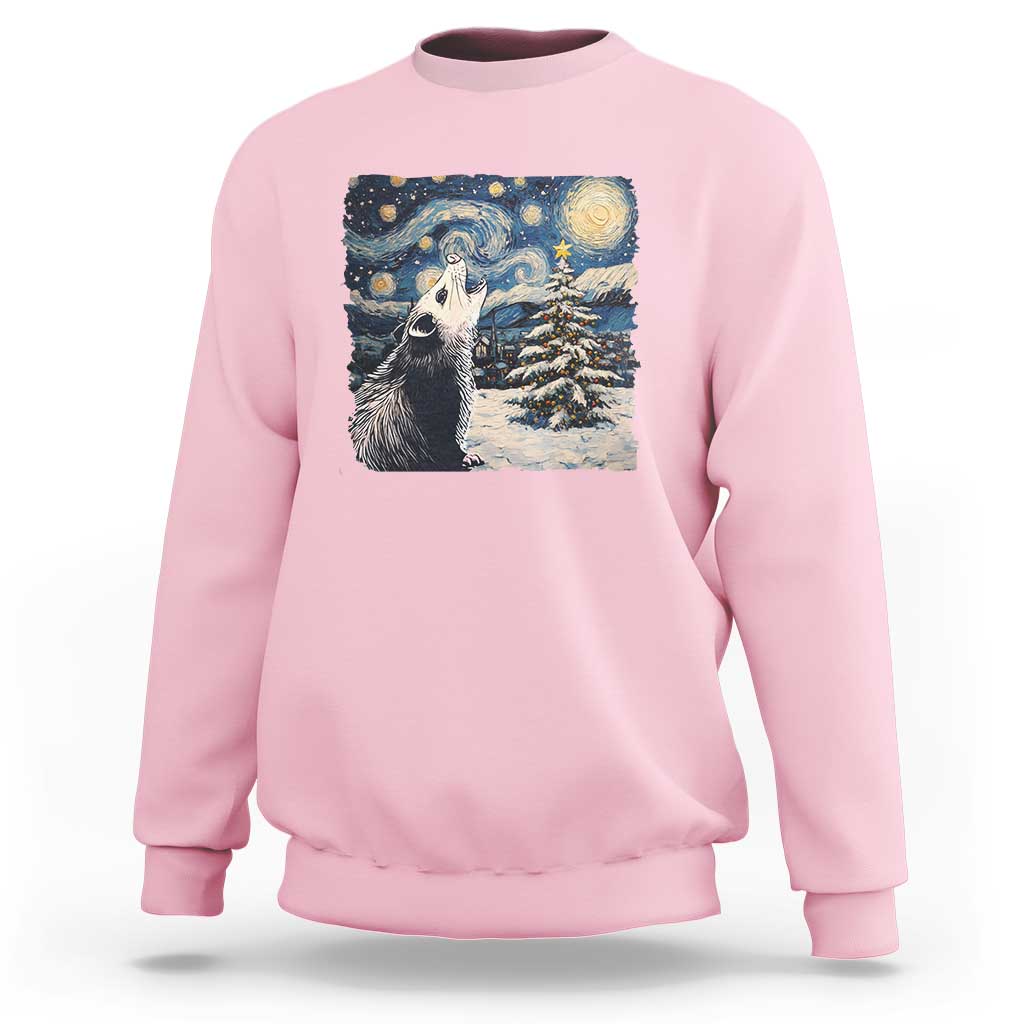 Christmas Starry Night Opossum Sweatshirt - Wonder Print Shop