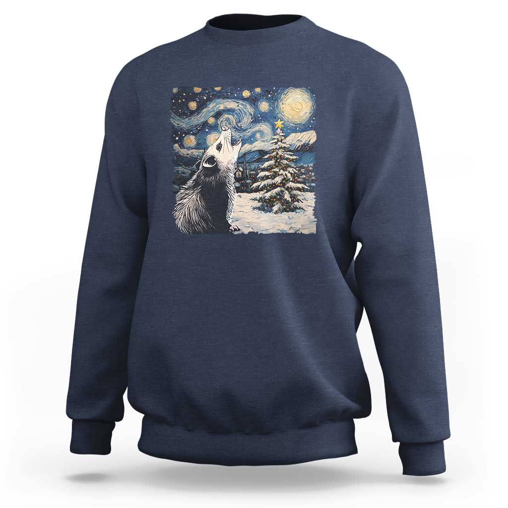 Christmas Starry Night Opossum Sweatshirt - Wonder Print Shop