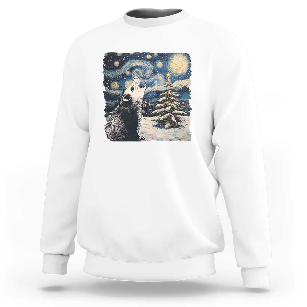 Christmas Starry Night Opossum Sweatshirt - Wonder Print Shop