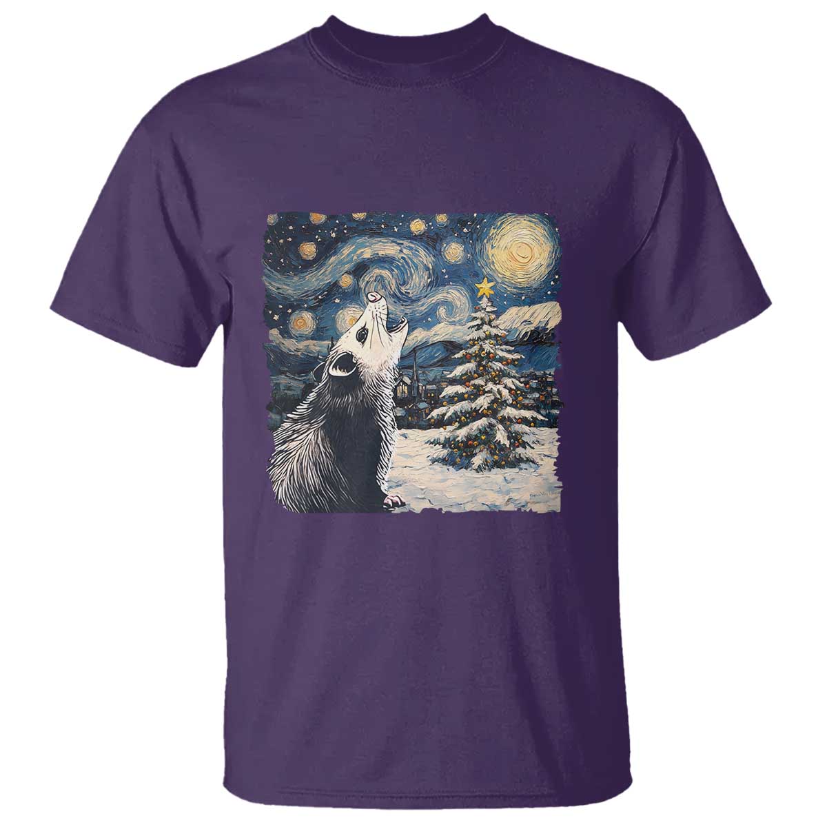 Christmas Starry Night Opossum T Shirt - Wonder Print Shop