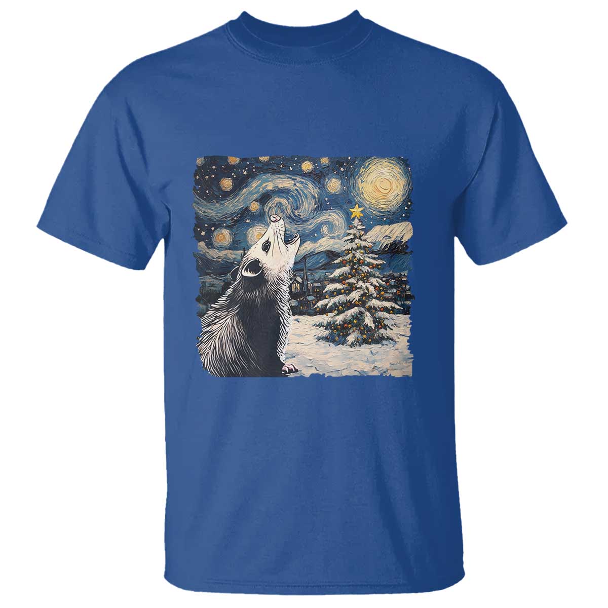 Christmas Starry Night Opossum T Shirt - Wonder Print Shop