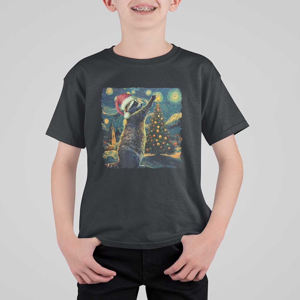 Christmas Starry Night Raccoon T Shirt For Kid - Wonder Print Shop
