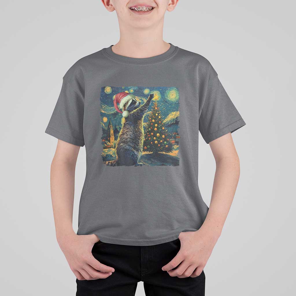 Christmas Starry Night Raccoon T Shirt For Kid - Wonder Print Shop