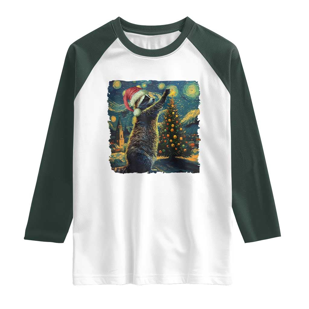 Christmas Starry Night Raccoon Raglan Shirt