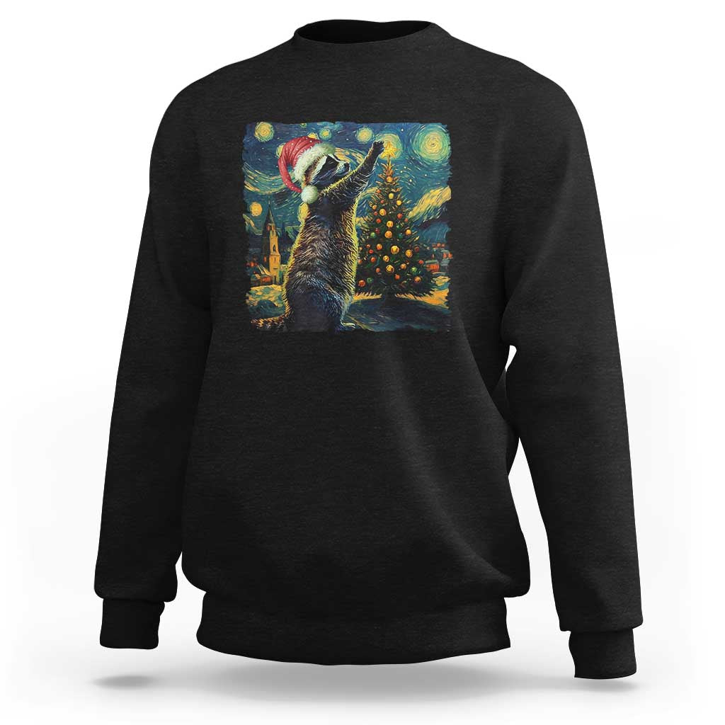 Christmas Starry Night Raccoon Sweatshirt - Wonder Print Shop