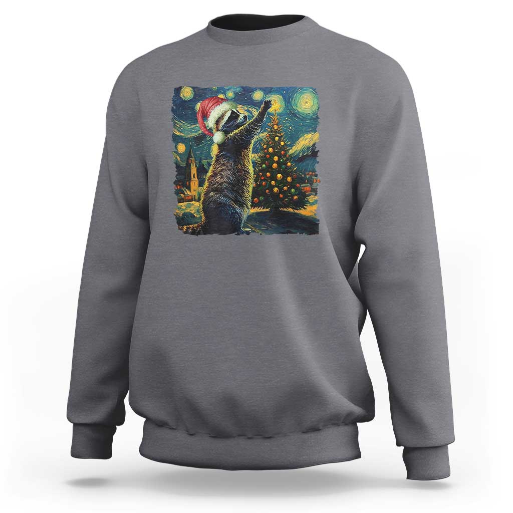 Christmas Starry Night Raccoon Sweatshirt - Wonder Print Shop