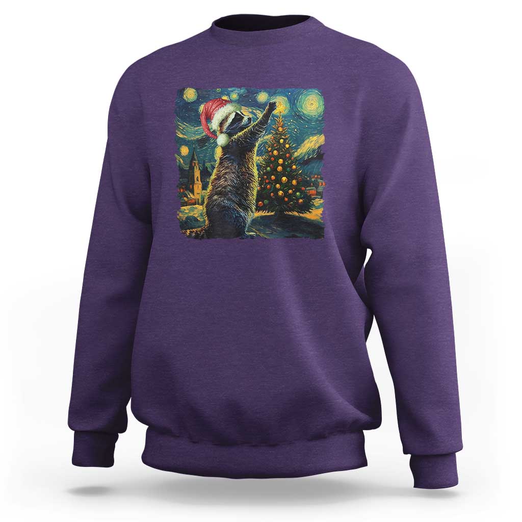 Christmas Starry Night Raccoon Sweatshirt - Wonder Print Shop