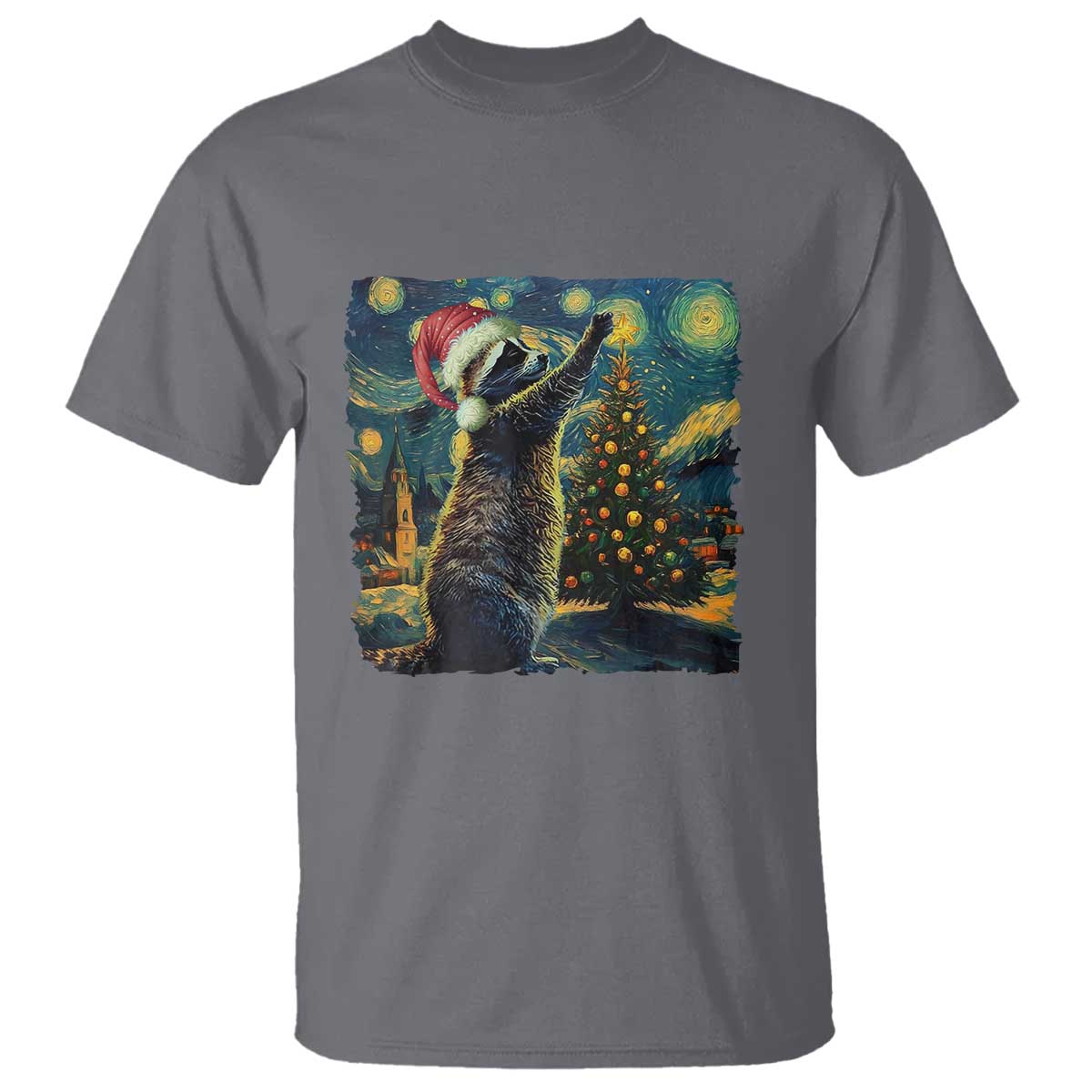 Christmas Starry Night Raccoon T Shirt - Wonder Print Shop