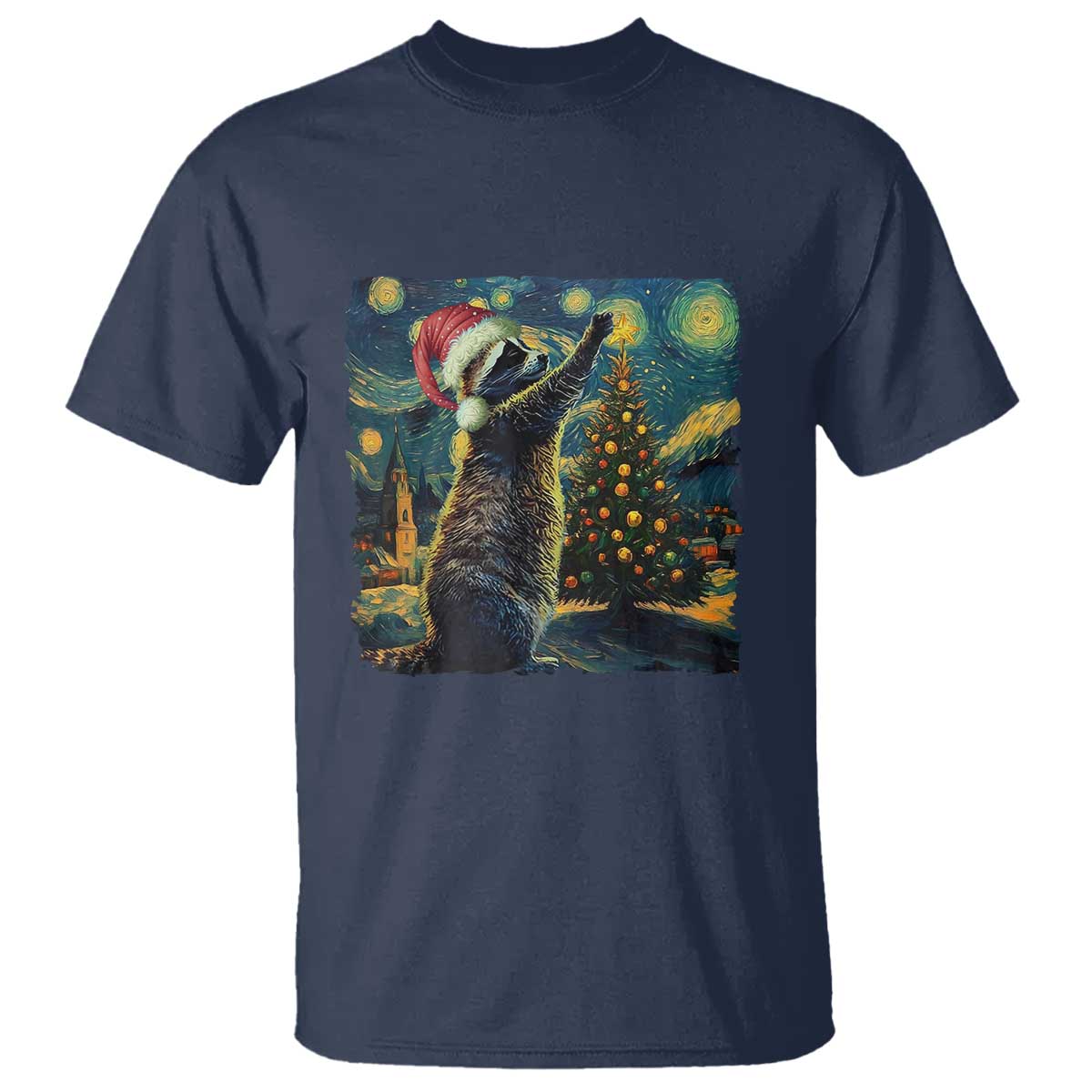 Christmas Starry Night Raccoon T Shirt - Wonder Print Shop