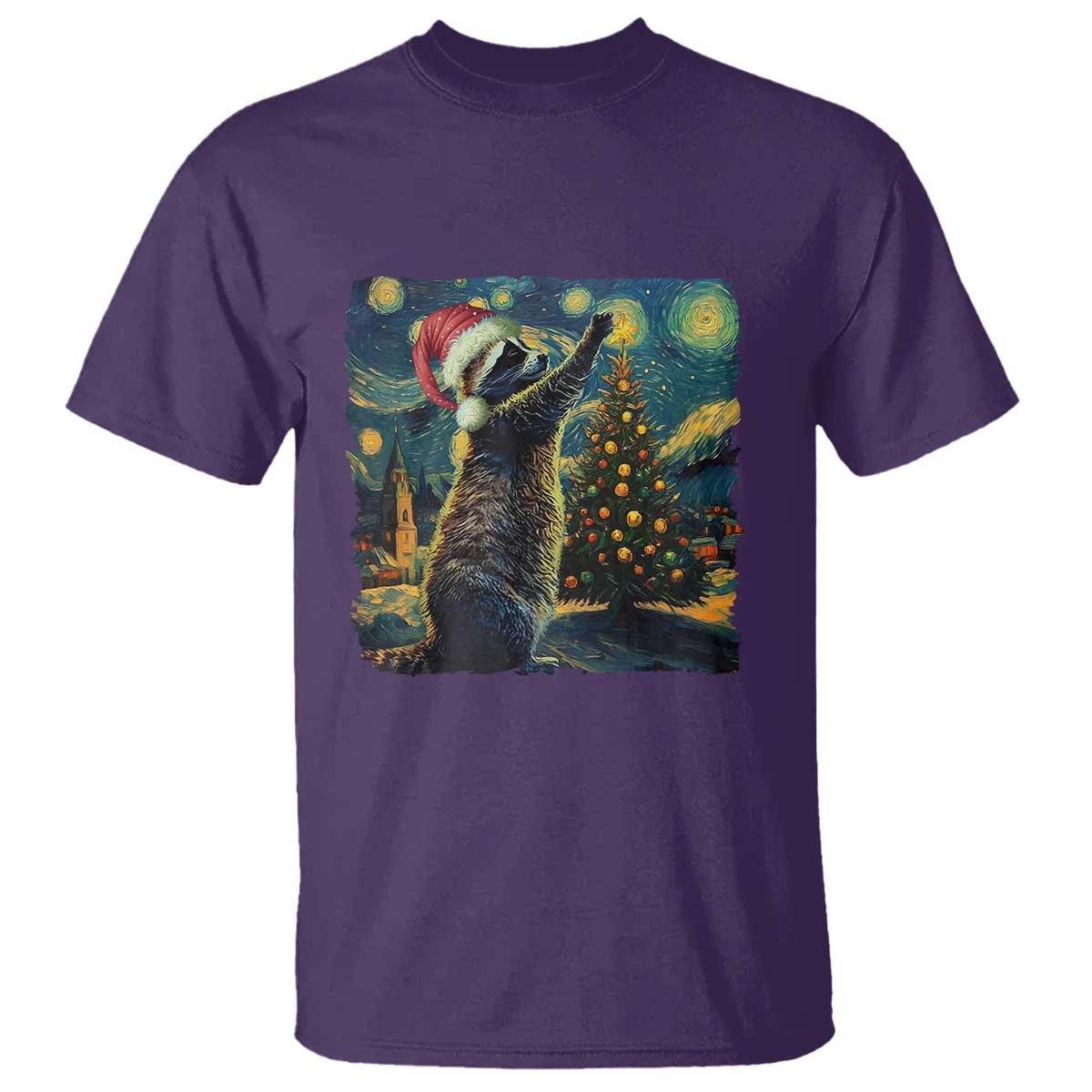 Christmas Starry Night Raccoon T Shirt - Wonder Print Shop