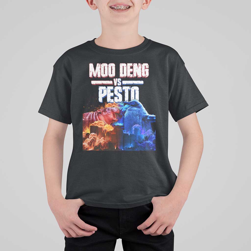 Funny Moo Deng VS Pesto T Shirt For Kid - Wonder Print Shop