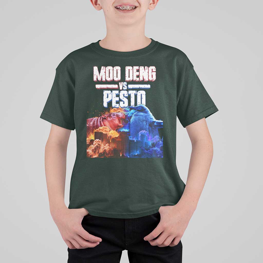 Funny Moo Deng VS Pesto T Shirt For Kid - Wonder Print Shop