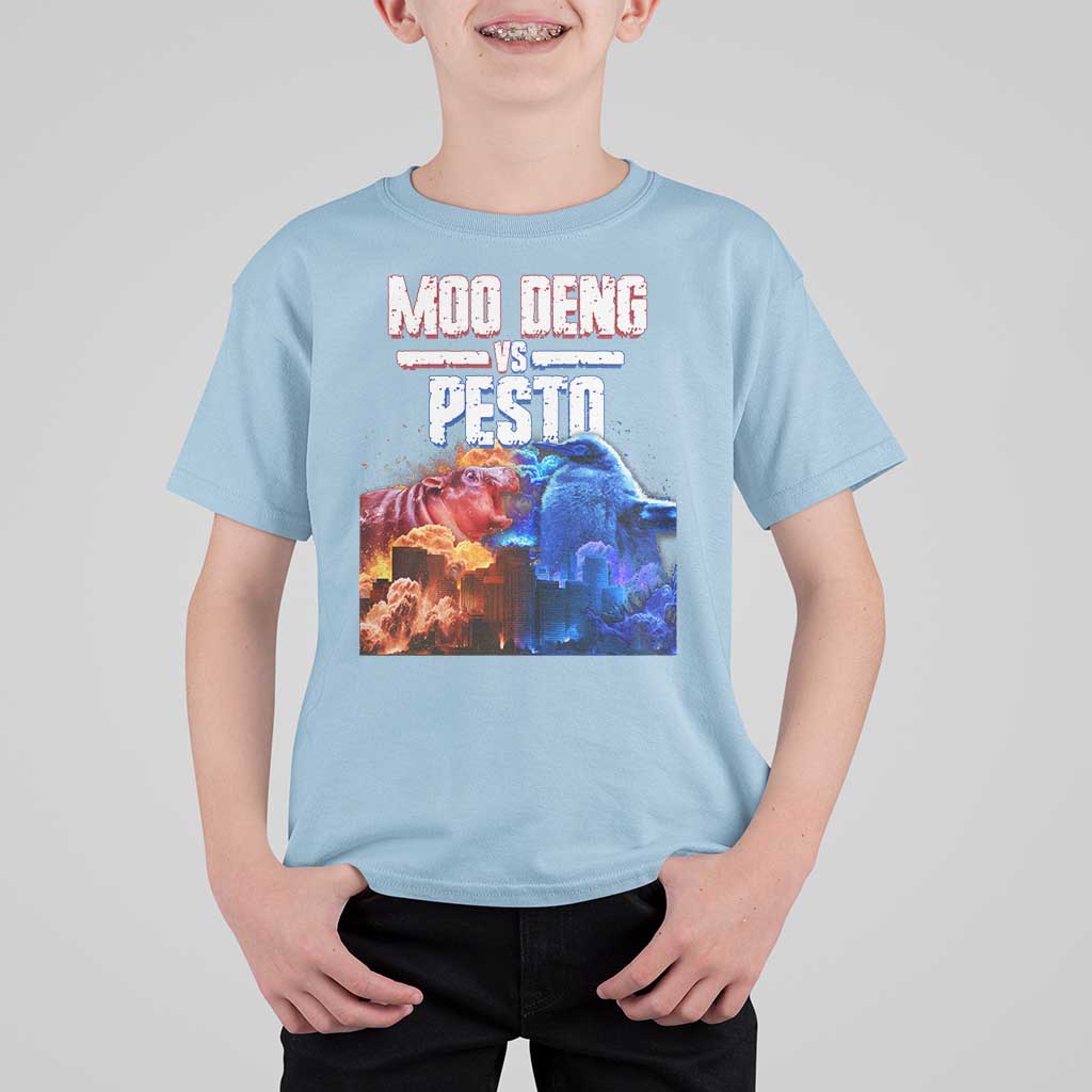 Funny Moo Deng VS Pesto T Shirt For Kid - Wonder Print Shop