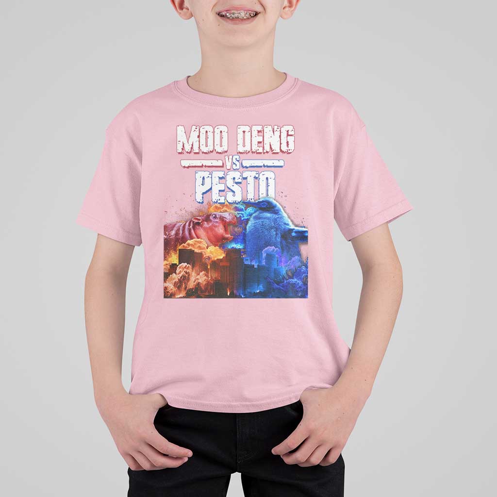 Funny Moo Deng VS Pesto T Shirt For Kid - Wonder Print Shop