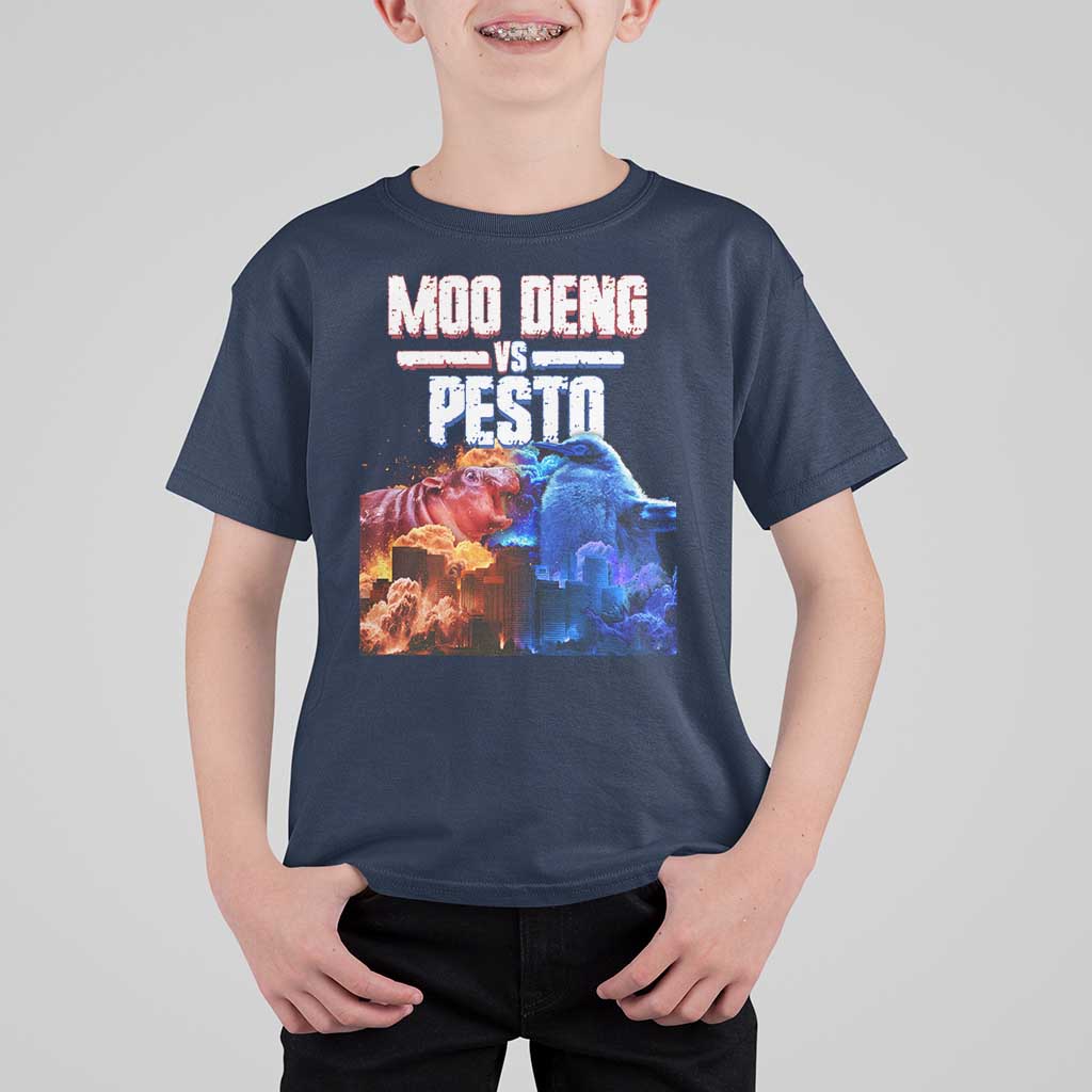 Funny Moo Deng VS Pesto T Shirt For Kid - Wonder Print Shop