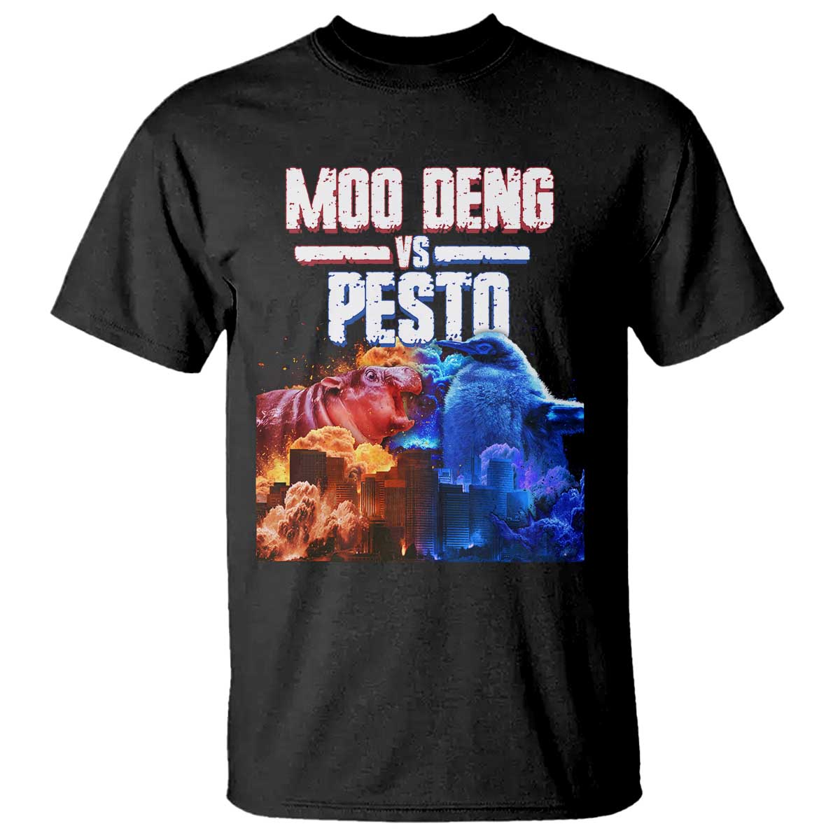 Funny Moo Deng VS Pesto T Shirt - Wonder Print Shop