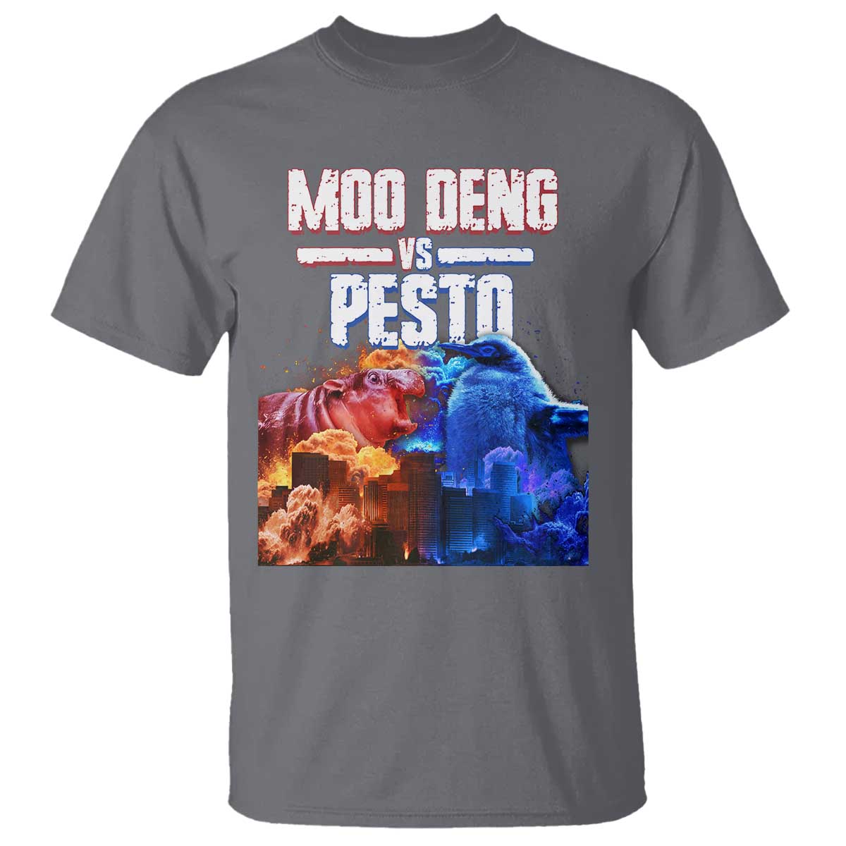 Funny Moo Deng VS Pesto T Shirt - Wonder Print Shop