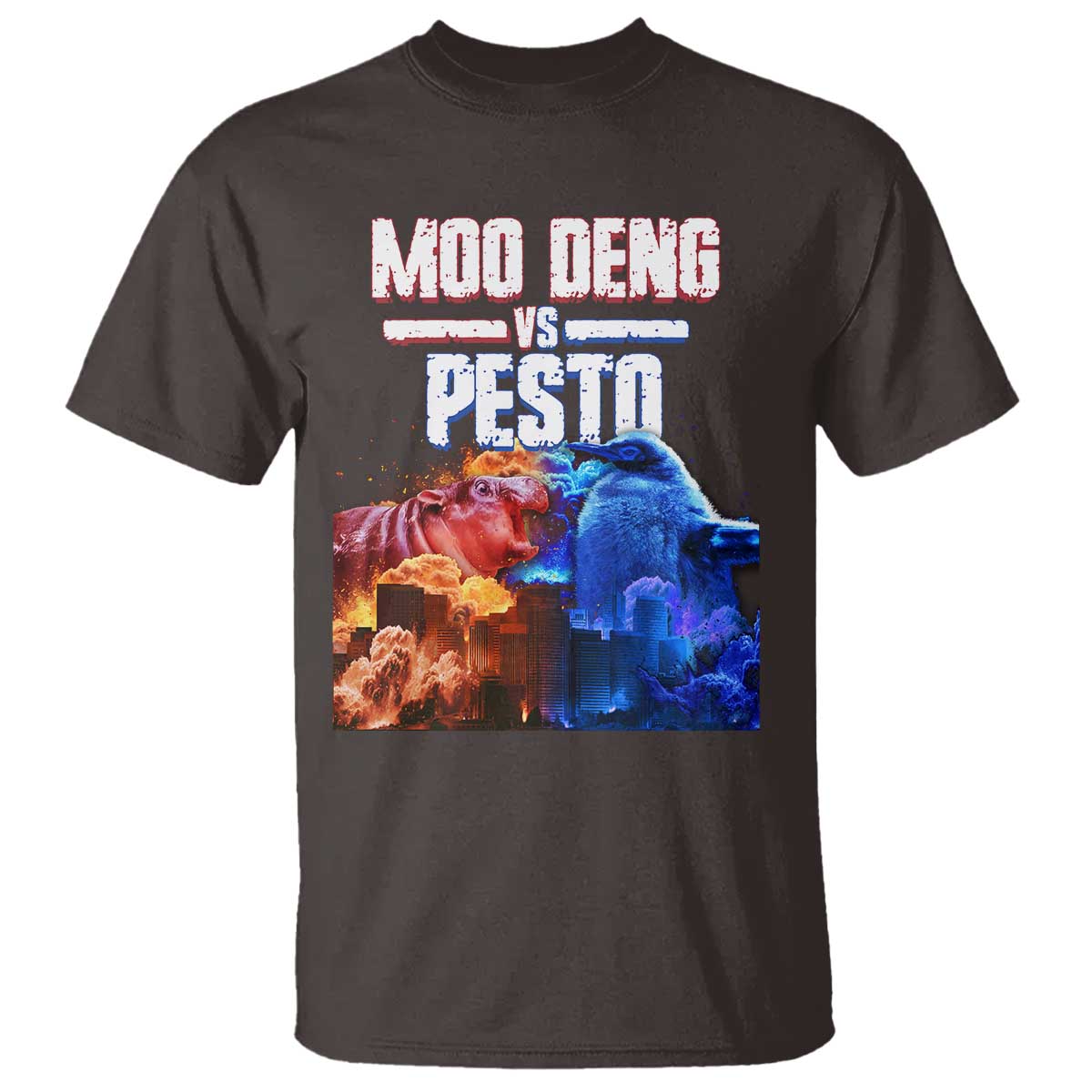 Funny Moo Deng VS Pesto T Shirt - Wonder Print Shop