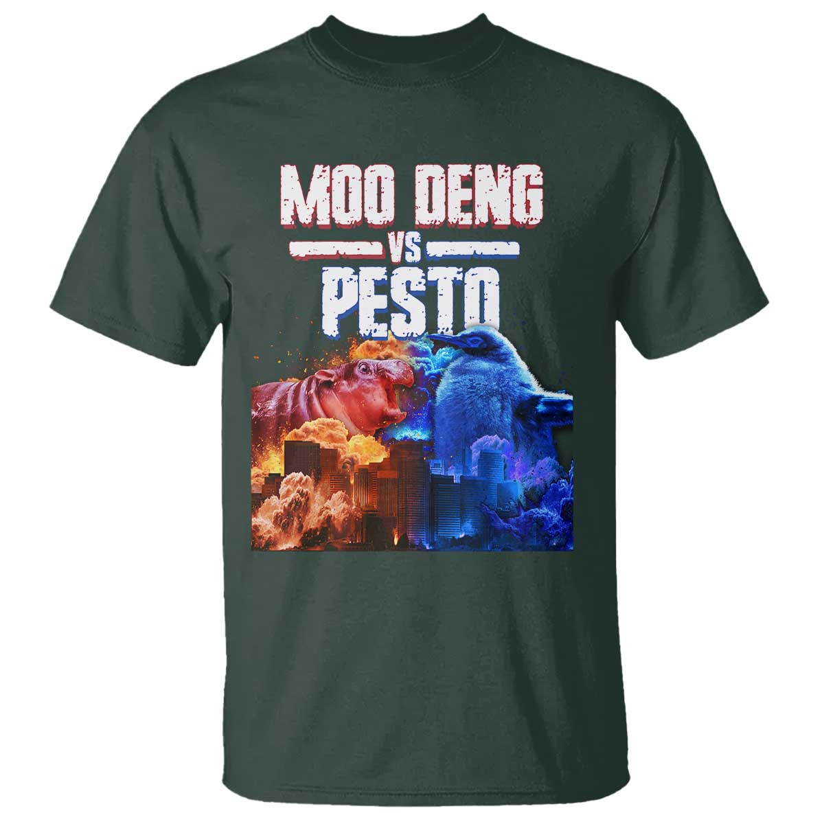 Funny Moo Deng VS Pesto T Shirt - Wonder Print Shop