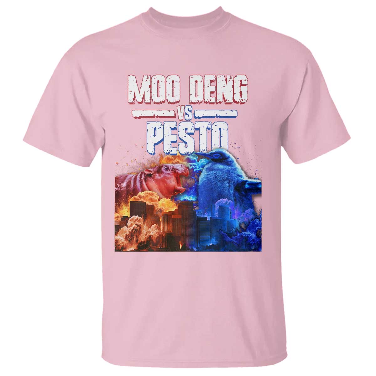 Funny Moo Deng VS Pesto T Shirt - Wonder Print Shop