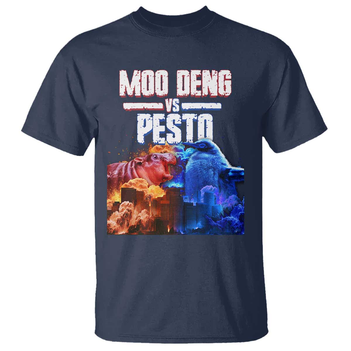 Funny Moo Deng VS Pesto T Shirt - Wonder Print Shop
